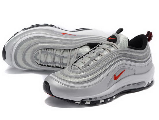 Mens Nike Air Max 97 Silver Grey Red For Sale